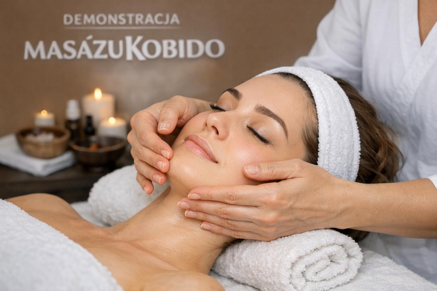 Zdjęcie: demonstracja technik masażu Kobido na twarzy modelki